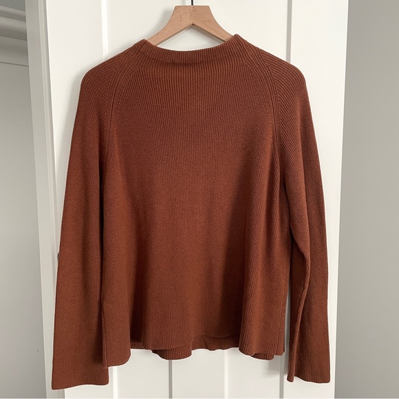 Eileen Fisher Brown Ribbed Raglan Knit Sweater Size Medium - Picture 2 of 6
